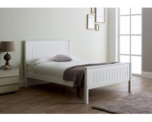 3ft Single Torre White painted wood bed frame, high foot end panel
